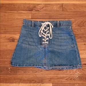 Denim lace up skirt